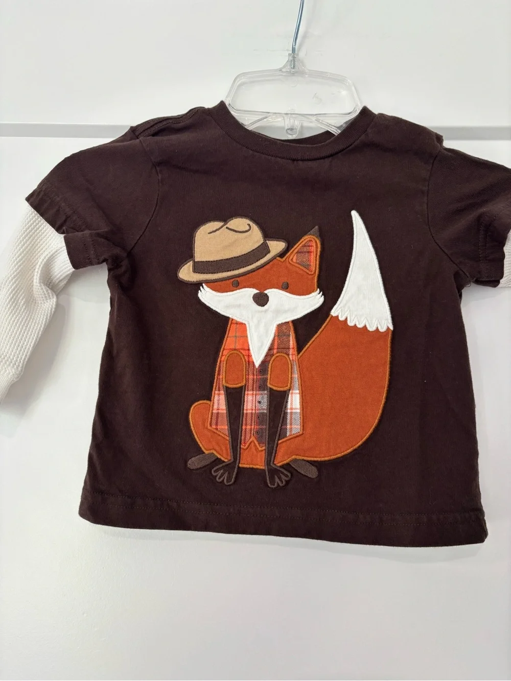 Gymboree Fox Applicae Brown Thermal Long Sleeve Shirt 12/18